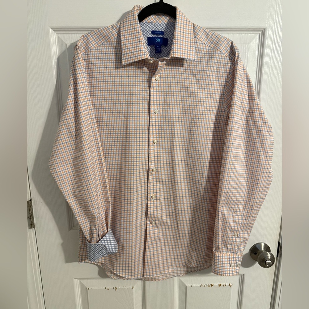 Egara Orange and White Checkered Dress Shirt